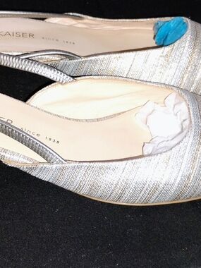 Peter Kaiser Silver Metallic Striped Flats